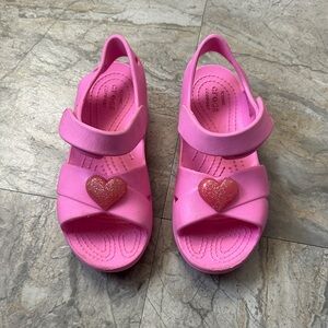 CROCS Pink Glitter Heart Kids Sandals
